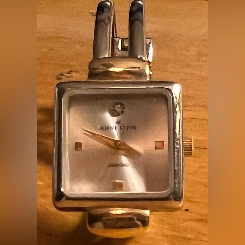 Anne Klein Diamond Ladies Tone Gold Silver Bracelet Thailand Dial Bezel Watch